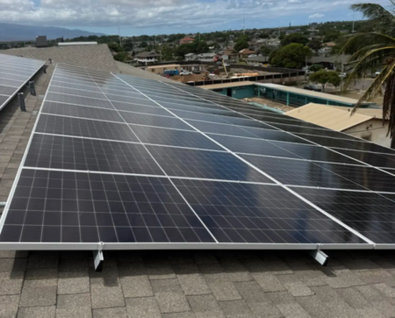 Residential solar energy system, blue sky